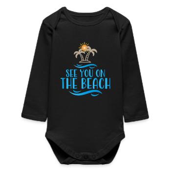 Beach - Baby Organic Long-Sleeved Bodysuit - black - Front