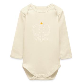 Poland Polska Polish coat of arms Patriotism eagle - Baby Organic Long-Sleeved Bodysuit - soft Ecru - Front