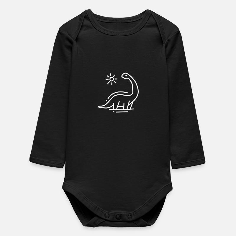dinosaur - Baby Organic Long-Sleeved Bodysuit - black