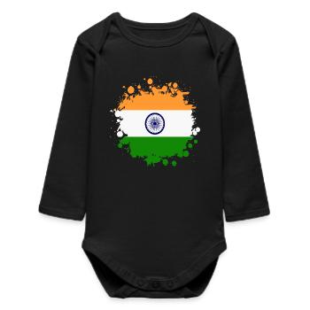 Inde tache tache / cadeau de drapeau Asie - Body bébé manches longues biologique - noir - Devant