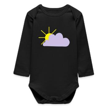 Le soleil pointe le bout de son nez derrière les nuages - Body bébé manches longues biologique - noir - Devant