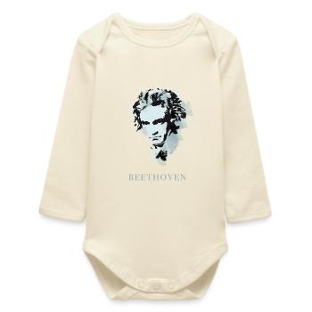 beethoven classical music composer concert deaf pop - Baby Organic Long-Sleeved Bodysuit - soft Ecru - Front