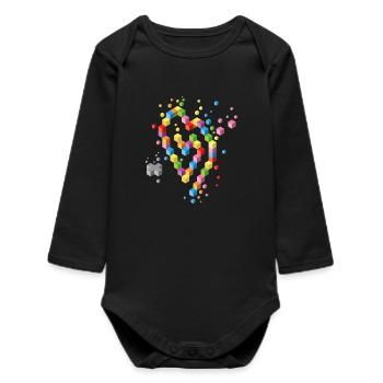 Geek Heart - Baby Organic Long-Sleeved Bodysuit - black - Front