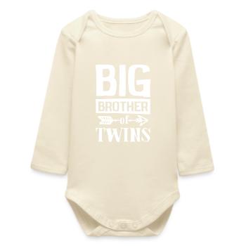 Imprimé Grand frère de jumeaux - Body bébé manches longues biologique - écru doux - Devant
