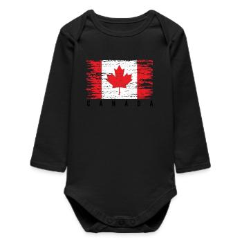 Grunge Canadian Flag - Baby Organic Long-Sleeved Bodysuit - black - Front