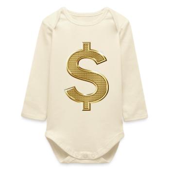 dollar sign - Baby Organic Long-Sleeved Bodysuit - soft Ecru - Front