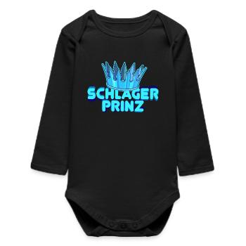 Schlager prince folk music fan crown statement - Baby Organic Long-Sleeved Bodysuit - black - Front