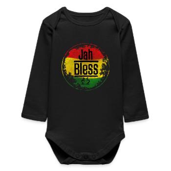 Jah Bless Symbol red-yellow-green - Baby Organic Long-Sleeved Bodysuit - black - Front
