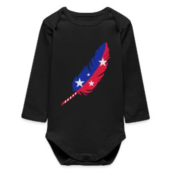 une plume-bleu, rouge avec des étoiles - Body bébé manches longues biologique - noir - Devant