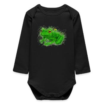 Grass Frog - Baby Organic Long-Sleeved Bodysuit - black - Front