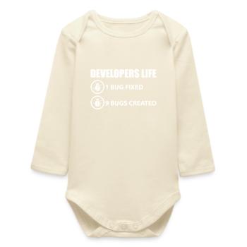Programmer joke - Baby Organic Long-Sleeved Bodysuit - soft Ecru - Front