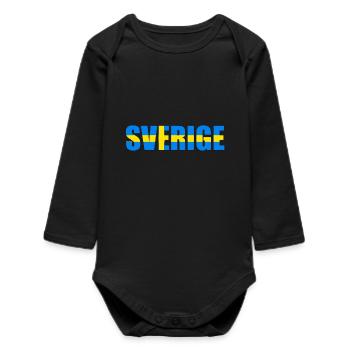 Sweden flag letters - Baby Organic Long-Sleeved Bodysuit - black - Front