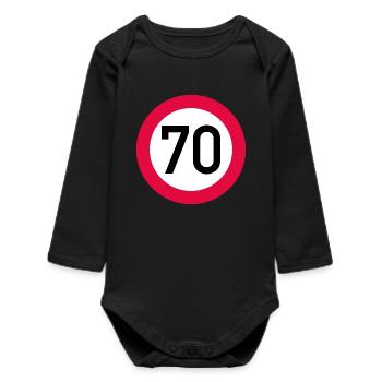 70 ans Attention ! Panneau de signalisation 70 km/h - Body bébé manches longues biologique - noir - Devant
