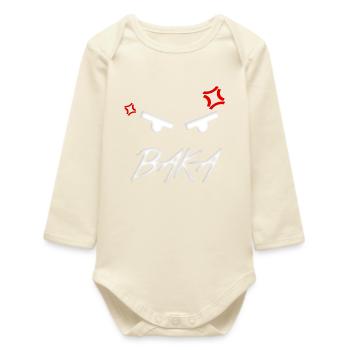 Baka Anime Expression - Baby Organic Long-Sleeved Bodysuit - soft Ecru - Front