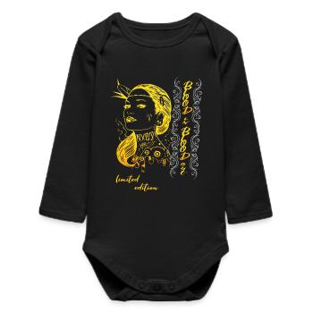 Indian woman - Baby Organic Long-Sleeved Bodysuit - black - Front