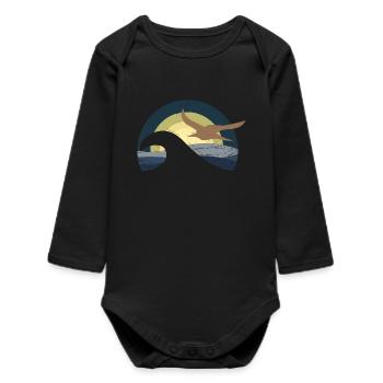 Seagull by the sea - design - Baby Organic Long-Sleeved Bodysuit - black - Front