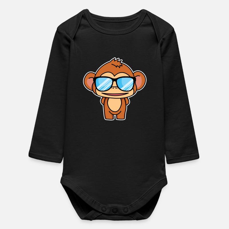 Cleveres Äffchen - Baby Organic Langarmbody - Schwarz