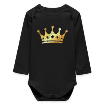 Krone (Goldgelb) - Baby Organic Langarmbody - Schwarz - Vorne