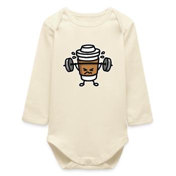 Strong coffee - lift workout - Body bébé manches longues biologique - écru doux - Devant