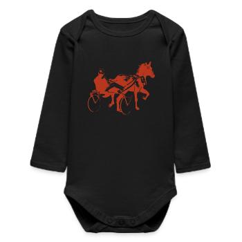 horse racing - Baby Organic Long-Sleeved Bodysuit - black - Front
