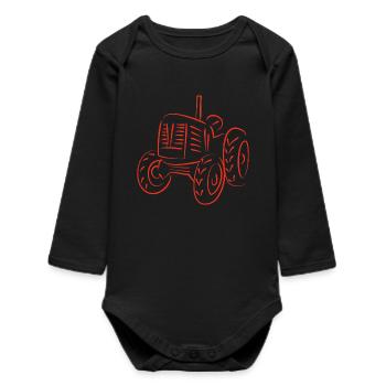 Rustic Tractor Silhouette Design - Baby Organic Long-Sleeved Bodysuit - black - Front