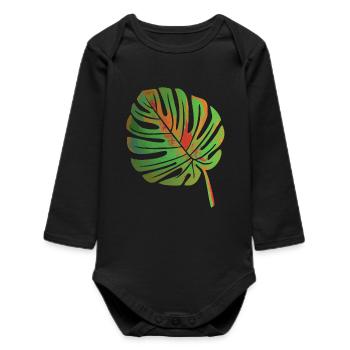 Monstera leaf - Baby Organic Long-Sleeved Bodysuit - black - Front
