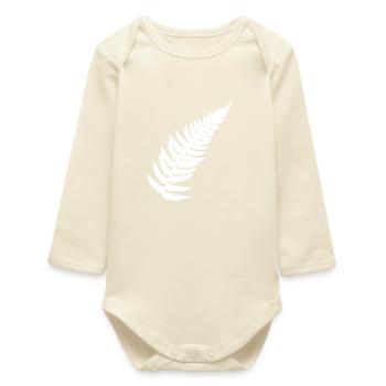 Plume de fougère contrastée - Body bébé manches longues biologique - écru doux - Devant