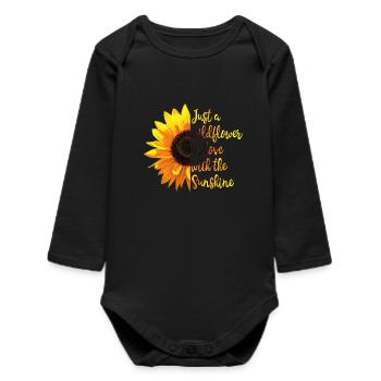 Sunshine Flower Inspirational Quote - Baby Organic Long-Sleeved Bodysuit - black - Front