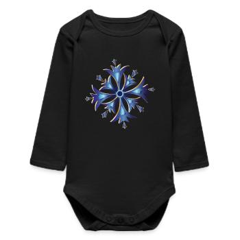 stylized cornflower amulet in blue and gold - Baby Organic Long-Sleeved Bodysuit - black - Front