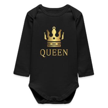Couronne couronne le roi reine mariée de mariage JGA - Body bébé manches longues biologique - noir - Devant