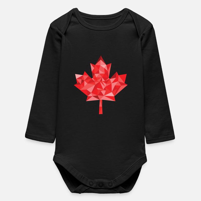 Canada polygon maple leaf - Baby Organic Long-Sleeved Bodysuit - black