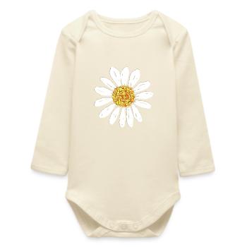 Fleur de marguerite - Body bébé manches longues biologique - écru doux - Devant