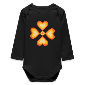 70s Flower Pattern - Baby Organic Long-Sleeved Bodysuit - black - Front