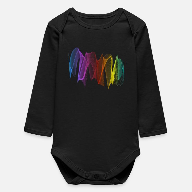 Abstract Lines Design 07 - Baby Organic Long-Sleeved Bodysuit - black