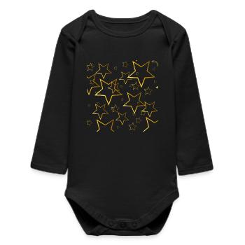étoiles d'or, nuit, femme - Body bébé manches longues biologique - noir - Devant