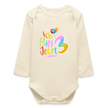 I Am 3 - Baby Organic Long-Sleeved Bodysuit - soft Ecru - Front