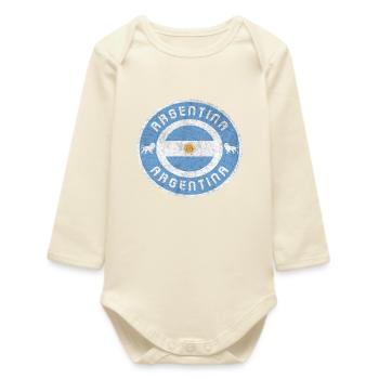 Argentinien Vintage Design mit Flagge / Geschenk - Baby Organic Langarmbody - Natur - Vorne