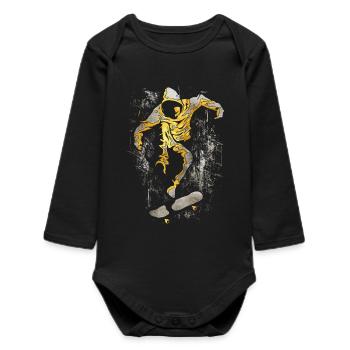 Skate | Skateboard | Skater - Baby Organic Langarmbody - Schwarz - Vorne