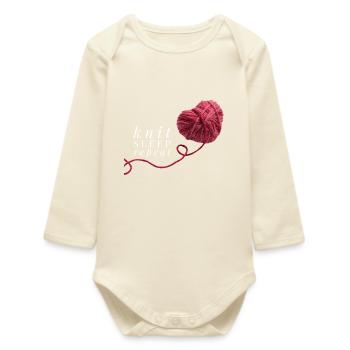 Knit Sleep Repeat rotes Herz Wolle zum Stricken - Baby Organic Langarmbody - Natur - Vorne