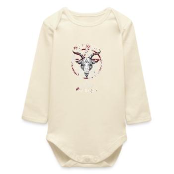 hail satan | go vegan - Baby Organic Long-Sleeved Bodysuit - soft Ecru - Front