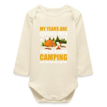 Camping - Body bébé manches longues biologique - écru doux - Devant