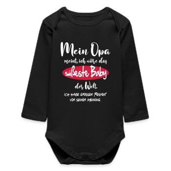 Baby Best Süss Niedlich Welt Opa Opi - Baby Organic Langarmbody - Schwarz - Vorne