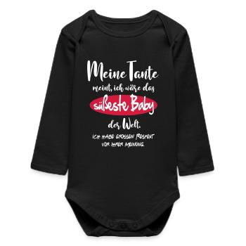 Baby Beste Süss Niedlich Welt Tante - Baby Organic Langarmbody - Schwarz - Vorne