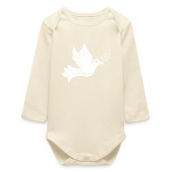 White Bird of Peace - Baby Organic Long-Sleeved Bodysuit - soft Ecru - Front