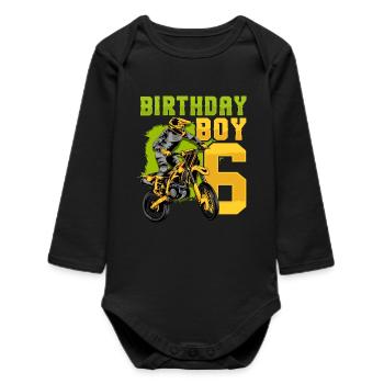6ème anniversaire Motocross Dirt Bike - Body bébé manches longues biologique - noir - Devant