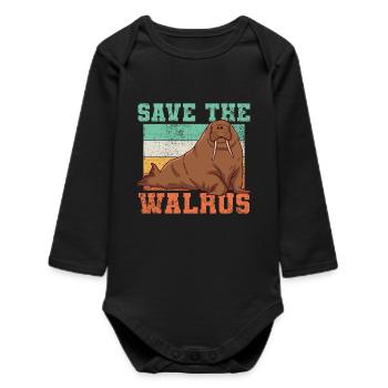 Walrus Conservation Vintage - Baby Organic Long-Sleeved Bodysuit - black - Front