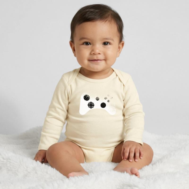 Splatter - Controller Pattern for Gamers Cool Baby Organic Long-Sleeved Bodysuit