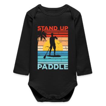 Stand Up Paddle SUP Couché de soleil Cadeau Paddle - Body bébé manches longues biologique - noir - Devant