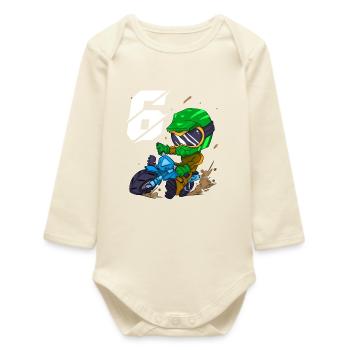 6 years Motocross children - Baby Organic Long-Sleeved Bodysuit - soft Ecru - Front