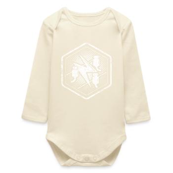 Guild sign electrician Hexagon in used look - Baby Organic Long-Sleeved Bodysuit - soft Ecru - Front